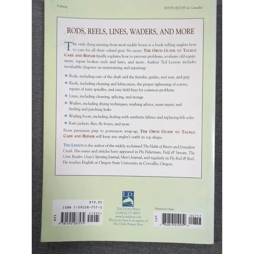 2006 Orvis Guide to Tackle Care and Repair Ted Leeson Vintage‎ Trade Paperback